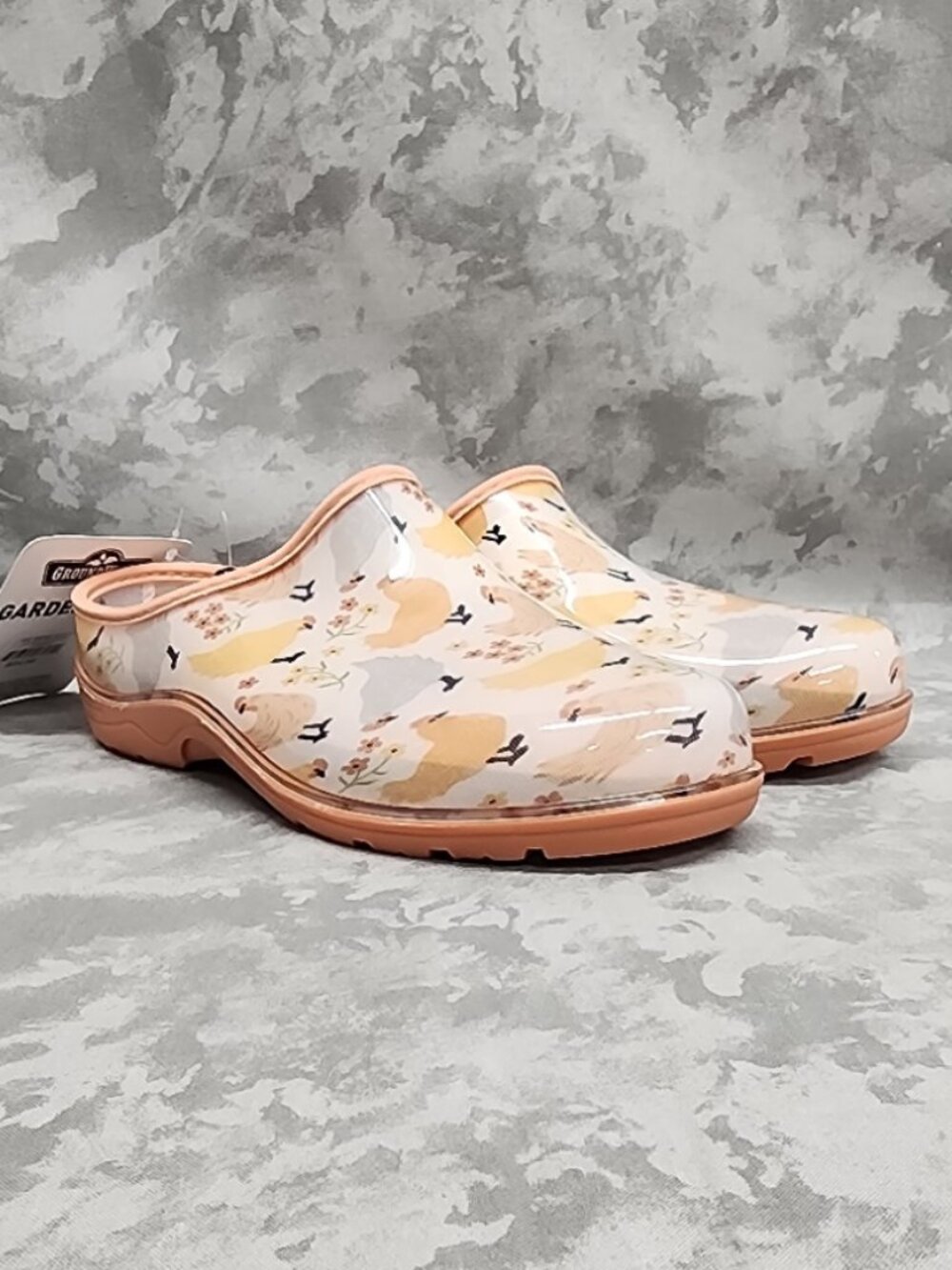 New Ground Work Waterproof Garden Shoe Clogs - Chicken Print - Size 9